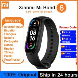 Wristbands Original Xiaomi Mi Band 6 Sport Wristband Heart Rate Fitness Tracker 1.56 " AMOLED Screen Smart Xiaomi Band 6 multilanguage