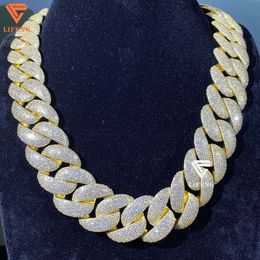 New Fashion Design 25 Mm Ice Out Bubble Chain Moissanite Diamond Cuban Link Chain 925 Sliver Hip-hop Necklace for Men