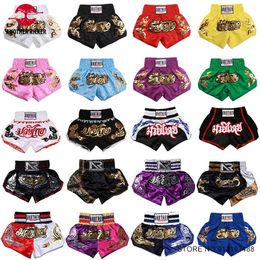 Muay Thai Shorts Boxing Women Men Child Embroidery Kickboxing Training Pants Sanda Martial Arts Fight Equipment 240408