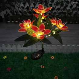 Auto On/off Solar Light Lamp Elegant Orchid Flower Garden Lights Waterproof Landscape Decor With 7 Heads For Simple