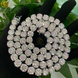 Wuzhou Factory Price Hip Hop Necklace S Sier GRA VVS Moissanite 10Mm Tennis Tennis Link Chain With Pendant