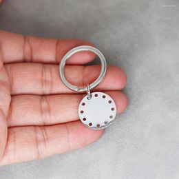 Keychains Nedar Stainless Steel Round Keychain Geometric Circle Key Chain For Women Men Gift Fashion Bag Keyring Jewellery
