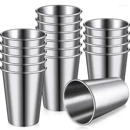 Hip Flasks 16 Pack Durable Stainless Steel Tumbler Cups - Lightweight Unbreakable For Camping Travel And Outdoor Use (12 Oz/350 Ml) Silver