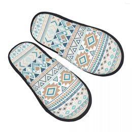 Slippers Home Indoor Bedroom Slipper Aztec Tribal Ethnic Geometric Print Flip Flops Autumn Winter Furry Plush Shoes