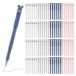 Pens 100Pcs Cute Pens Cartoon Animals Erasable Pen 0.35mm Refill Rods Washable Handle Gel Pen for school Child's Kawaii Stationery