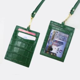 Holders New Embossed Crocodile Leather Lanyard Card Holder For Men Women ID Card Holder Leather Monogrammed Letters