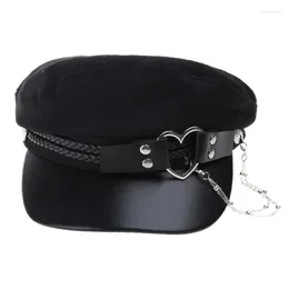 Berets Lolita-Girl Party Hat Felt Fashion Y2K Steampunk Bonnet Octagonal Drop