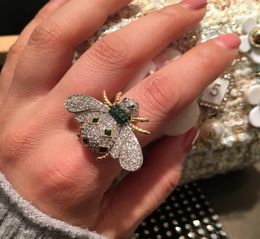 2019 new bee ring female open index finger size code ring network red tide person inlaid zircon jewelry accessories trend bee elem1875041