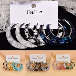 Hoop Earrings Fashion Big Circle Acrylic Set For Women Girls Geometric Colourful Resin Drop Of Jewellery