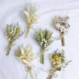 Decorative Flowers 6PCS/Set Mini Dried Pampas Tails Bouquet Boho Wedding Arrangement Table Decoration Letterbox Gift Corsage
