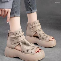 Sandals 2024 Summer Classic Women Open Toe Retro Wedge Mesh Breathable Gladiator Brand Designer Outdoor