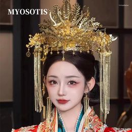 Hair Clips Phoenix Crown Chinese Style Bridal Headwear Xiuhe Accessories Hanfu Ming Luxurious Headpiece Jewelries