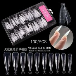 2024 100Pcs Quick Building Nail Mould Tips Nail Dual Forms Finger Extension Nail Art UV Extend Gel Finger Stiletto Nails