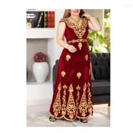 Ethnic Clothing Maroon Royal Fashion Morocco Dubai Kaftan Abaya Wedding Floral Long Velvet Dress