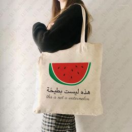 Shopping Bags This Is Not A Watermelon Magritte Parody Pattern Tote Bag Peace Canvas Shoulder Women's Reusable