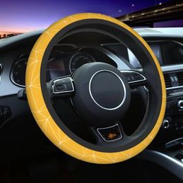 Steering Wheel Covers Car Yellow White Geometric Lines Nordic Triangle Mustard Braid On The Cover Accessories