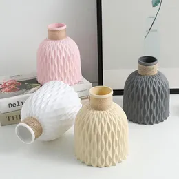 Vases Water Ripple Plastic Vase Wave Flower Pot Elegant Modern Room Style Nordic Desktop Decor Ornament Living Arrangement D0S7
