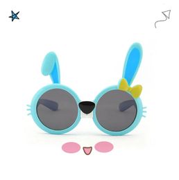 Kids Sunglasses Trendy Cartoon Boy UV Protection Boys and Girls Silicone Eyewear Fashion Wild Polarised Bunny 240419