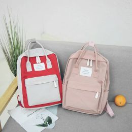 Backpacks Women Canvas Backpacks Candy Colour Waterproof School Bags for Teenagers Girls Big Cute Laptop Backpack Patchwork Kawaii Backpack