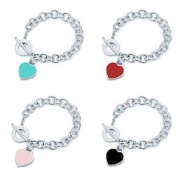 blue love silver 14cm 21cm bracelet for women chains link men adults jewelry heart bracelets set ring making kit for girls jewlery designer couple Wedding Party gift