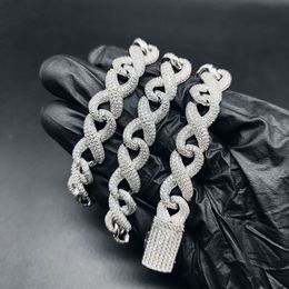 Trendy Jewellery 12mm Cuban Chain Moissanite Vvs 925 Sterling Silver Link Men Women Iced Out Bracelet Necklace Set