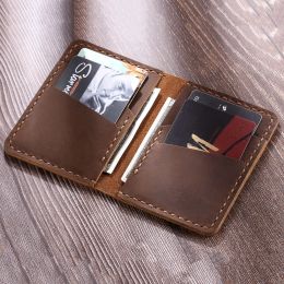 Holders Handmade Leather Credit Card Holders Crazy Horse Leather Wallet for Cards Genuine Leather Bank Cardholder