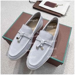 Loro Klavierschuh mit Orginal Box Loro Klavier Designer Schuhe Männer lässige Schuhe Slipper flach niedriger Top Wildleder Kuh Leder Komfort Loafer Slip auf Klaviergummi Gummi Sole 53