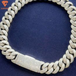 Customise Luxury Hip Hop Jewellery White Gold Plated 20mm Cuban Link Chain Iced Out Moissanite Hip Hop Chain Necklace for Men