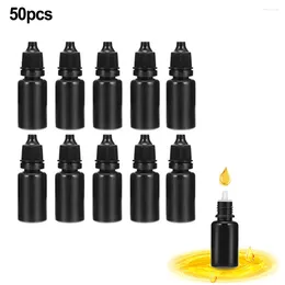 Storage Bottles 50pcs Drip 10ml Black PE Dropper Essential Oil Squeezable Home Travel