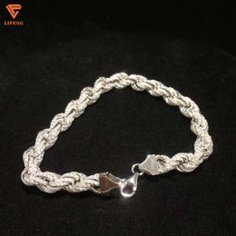 Custom New Style Hip Hop Chain 925 Silver Hand Inlay Moissanite Diamond Rope Bracelet Luxury Jewelry for Men