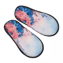 Slippers Winter Slipper Woman Man Fashion Fluffy Warm Fresh Chrysanthemum And Butterfly House Funny Shoes
