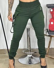 Women's Pants Fashion Work Band Decor Pocket Design Cargo 2024 Spring/summer Latest Casual Everyday Versatile Trousers
