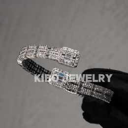 Fine Hip Hop Jewellery Sterling Silver Vvs Baguette Moissanite Diamond Bracelet Bangles