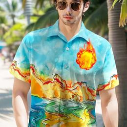 Men's Casual Shirts High Quality Hawaiian Blossom Shirt Men Loose Beach Vacation Short Sleeve Printed Designer Clothes Chemise Homme De Luxe