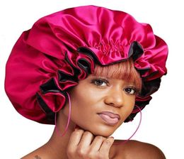 Women Big Size Beauty Print Satin Silk Bonnet New Extra Large Satin Lined Bonnet Sleep Night Cap Head Cover Hat Whole59586038522611