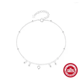 Anklets 925 Sterling Silver Heart Chain Holiday Party Luxury Barefoot Jewellery 2024 Summer Trendy Elegant Bracelet Gift