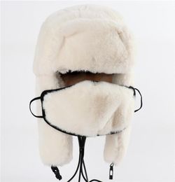 Berets Est LeiFeng Hat Men And Women Fur Outdoor Cap Ear Protection Fullhair Mask Warm Coldproof Northeast Unisex4094345