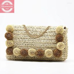 Bag Casual Straw Clutch For Women Design Handmade Wicker Woven Shoulder Crossbody Bags Summer Beach Rattan Large Tote Purses