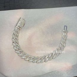 High Grade Moissanite Cuban Link Chain 13mm Sterling 925 Silver Gra Verified Vvs1 Round Cut Diamond Moissanite Cuban Bracelet