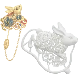 Charms Twee Chinese Zodiac Brooch 3d Printed Castable Resin Pieces for Dewax Casting Diy Gifts for Women and Men