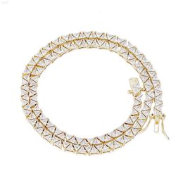 Medboo Fine Jewelry 14k Yellow Gold Vvs1 d Moissanite Tennis Necklace 5mm Tennis Chain New Triangular Jewellery Gift