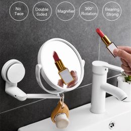 Shavers Wallmounted Bathroom Make Up Mirror 360 Rotating Double Sided Mirror Portable Travel Bathroom Supplies with Shaver Holders