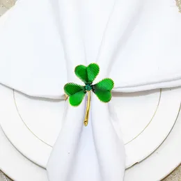 Table Cloth 6 Pcs Shamrock Napkin Rings Decorations Buckles Dining Holders Alloy Holiday St Patrick's For