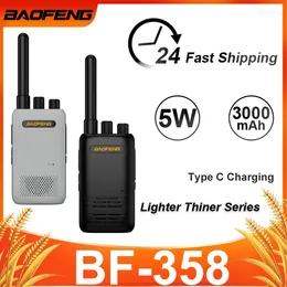 Walkie Talkie BaoFeng BF-358 Profesional Type C Smart Mini Two-way Radio UHF Powerful Receiver Portable Transceiver