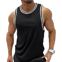 Men's Tank Tops Men Slim Vest Sleeveless Round Neck Sport Fitness Quick Drying Training Top Tees Oversized T-shirt