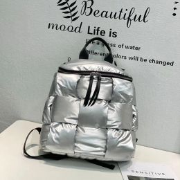 Backpacks 2023 New Women's Casual Backpacks Down Computer Backpack Autumn Winter Style Korean Fashion Space Cotton Solid Color School Bag