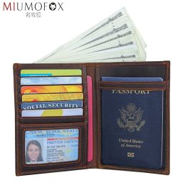 Holders Genuine Leather Passport Cover Driver License Bag Document Credit Card RFID Purse Travel Men Wallet Ticket Holder Case for Women