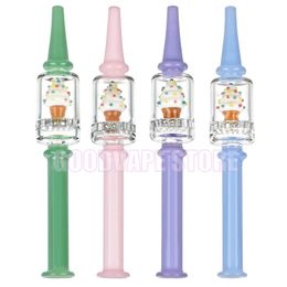 Colorful Ice Cream Pyrex Glass Pipes Filter Screen Handpipes Cigarette Holder Dabber Tips Portable Diffuser Smoking Waterpipe Oil Rigs Straw Hand Tube DHL