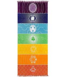 JLN Yoga Mat Tapestry Rainbow 7 Chakra Stripes Seven Chakra Sarongs Beach Towel Summer Wall Hanging Mandala Blanket Travel Sunscre4680004