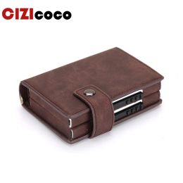 Wallets Double Box Rfid Credit Card Holder Case Aluminium Business Id Cards Wallet Fashion Card Holder Metal Leather Visit Pocket